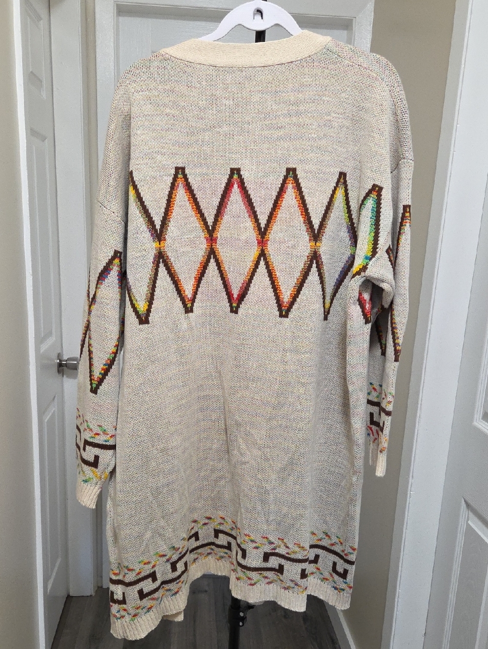 BloomChic Beige Tribal Geometric Open Front Cardigan Plus Size 18/20 Boho - Picture 8 of 11